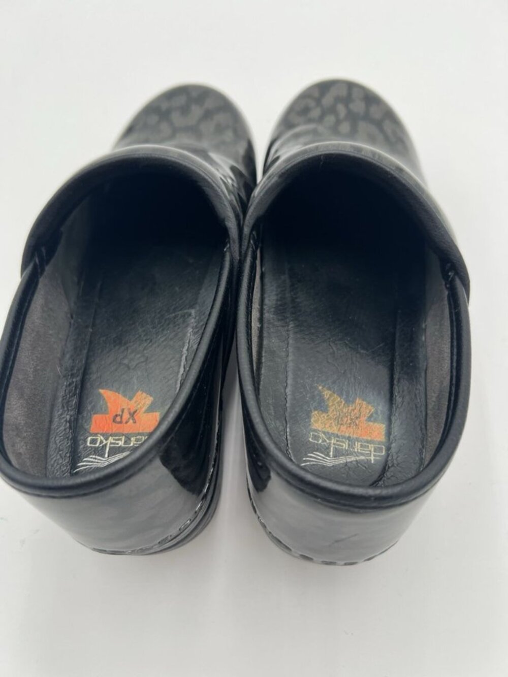 Dansko XP Patent Leather Animal Print Clogs Mules Women’s EU 38 US 8 Gray Black - Picture 11 of 12